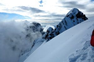 Piz Roseg Nordostwand mit Bergführer