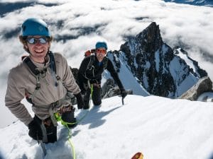 Piz Bernina (Spallagrat) und Piz Palü mit Bergführer