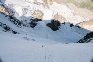Piz Bernina Westwand mit Bergführer